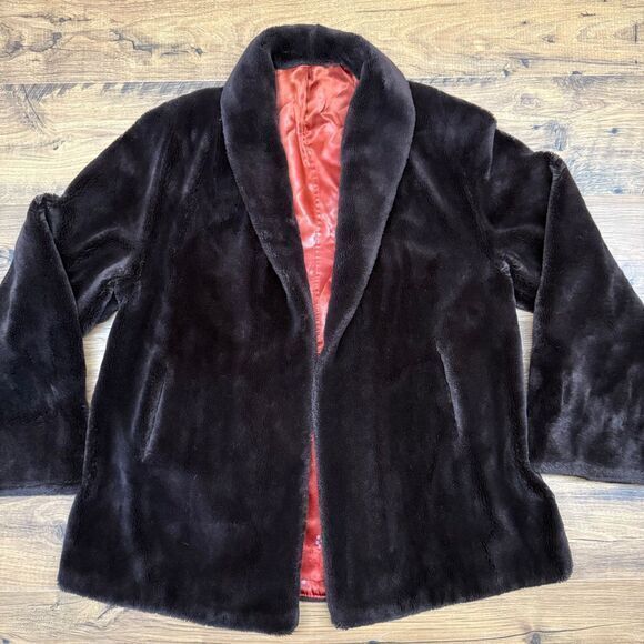 La France Lido Faux Fur Swing Coat 50s/60s Cropped Orlon Dynel Pockets Indie Mob - Picture 1 of 6